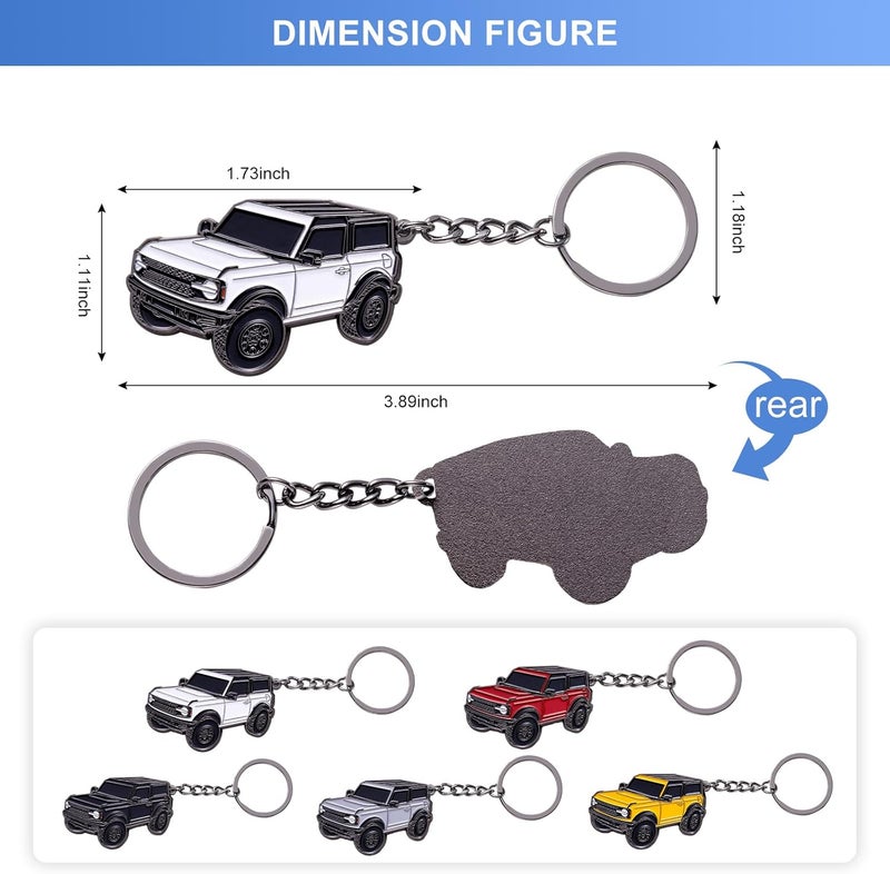 SINLAKUA for Bronco Keychain 4 door key chain Fob Cover Cool Mods Key Chain Sport Accessories compatible with Ford Bronco 2021 2022 2023(Velocity Blue) - Image 2